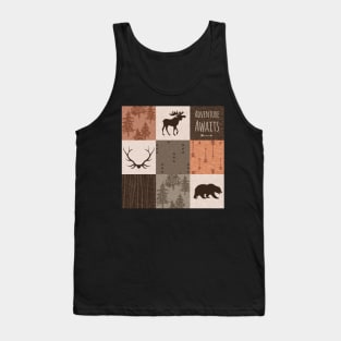 Adventure Awaits Patchwork- Rust and Brown Tank Top